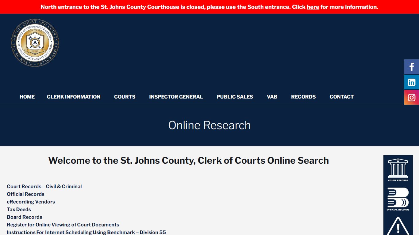Online Research - St. Johns County Clerk of Court