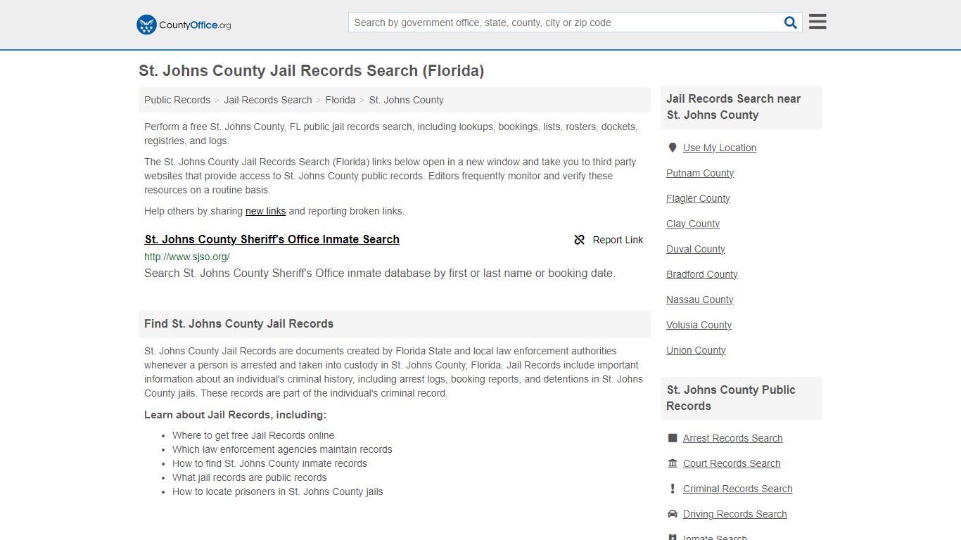 Jail Records Search - St. Johns County, FL (Jail Rosters & Records)